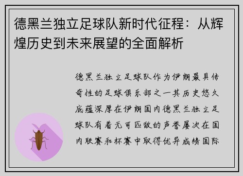 德黑兰独立足球队新时代征程：从辉煌历史到未来展望的全面解析