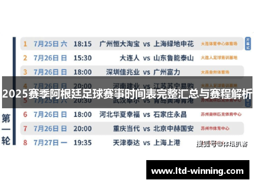 2025赛季阿根廷足球赛事时间表完整汇总与赛程解析